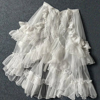 Double Layered Lolita Waist Curtain Sheer Cover Up Skirt