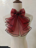 Sweet Lolita Jabot Collar Elegant Bow Tie Ruffled Detachable Cosplay Collar for Halloween