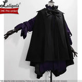 Gothic Lolita Cape Retro Medieval Prince Black Poncho Coat Pointed Lapel Collar ~ Reverse Luo Lan by Princess Chronicles