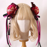 Multi-color Lolita Hair Clips Chinese Style Cheongsam Bun Head Ruffled Balls Headpiece
