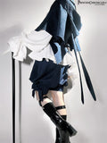 Ouji Lolita Outfit Vintage Royal Blue Hooded Cloak Cape / Bloomer Shorts / Vest by Princess Chronicles ~ Rabbit Run