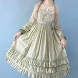 Miss Nelly ~ Classic Long Sleeve Lolita Dress with Embroidered Flowers