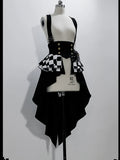 Ouji Lolita Outfit High Low Waist Cincher / Long Sleeve White Shirt / Striped Shorts / Bow Train ~ Rabbit Theater Corset Costume