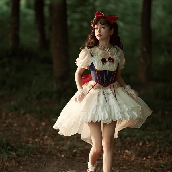 Miss Snow ~ Sweet Lolita JSK Dress Classic Corset Dress w. Big Train