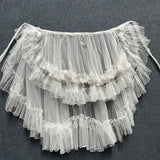 Double Layered Lolita Waist Curtain Sheer Cover Up Skirt