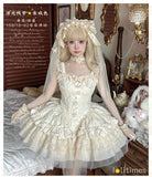 Sweet Lolita JSK Dress Ruffle Tiered Ballet Costume Mini Party Dress ~ Floating Light