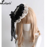 Sweet Maid Headband Black and Beige Elegant Classical KC Hair Accessories Doll Style Headband Top Hat ~ Seventh Night Chapter