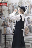 Retro Black Ouji Outfit Sweet Vest / Long Sleeve Shirt / Cropped Harem Pants by Princess Chronicles~ Secret Morning Post