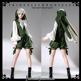Ouji Lolita Outfit Retro Vine Green Long Bunny Ear Hooded Vest / Cosplay Bloomer Shorts / Tassel Cape by Princess Chronicles
