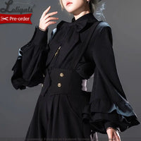Gothic Black Long Ruffle Sleeve Lolita Shirt Retro Prince Shirt ~ Elegant Doll by Princess Chronicles