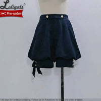 Ouji Lolita Outfit Vintage Royal Blue Hooded Cloak Cape / Bloomer Shorts / Vest by Princess Chronicles ~ Rabbit Run