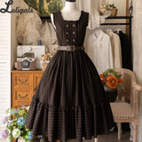 Classic Sleeveless Double Breasted Long Sweet Retro Striped Lolita Casual Party JSK Dresses ~ Little Manor