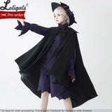 Gothic Lolita Cape Retro Medieval Prince Black Poncho Coat Pointed Lapel Collar ~ Reverse Luo Lan by Princess Chronicles