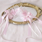 Pink Silk Satin Lolita Top Hat Hair Clips W. Bow