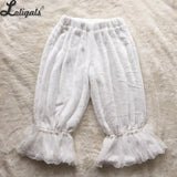 Sweet Winter Lolita Shorts Cute Warm Winter Fleece Bloomers Elastic Waist Knickers with Bow