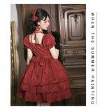 Thorns & Roses ~ Sweet Short Sleeve Lolita OP Dress Tiered Short Party Dress by Yomi