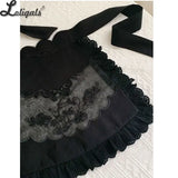 Sweet Lolita Apron Rose Flower Embroidered Organza Waist Curtain by Withpuji