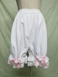 Cute Warm Fleece Lolita Bloomers Ruffled Autumn Winter Plush Shorts Under Pants with Pockets for Women