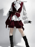 Vintage Red Ouji Lolita Gothic Hooded Rabbit Ear Cape / Short Pants / Vest by Princess Chronicles ~ Rabbit Run