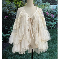 Double Layered Lolita Waist Curtain Sheer Cover Up Skirt