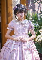 Sweet Lolita OP Dress Country Style Short Sleeve Casual Summer Dress ~ Blooming Irises