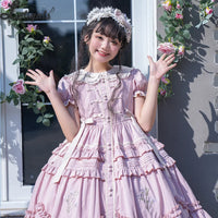 Sweet Lolita OP Dress Country Style Short Sleeve Casual Summer Dress ~ Blooming Irises