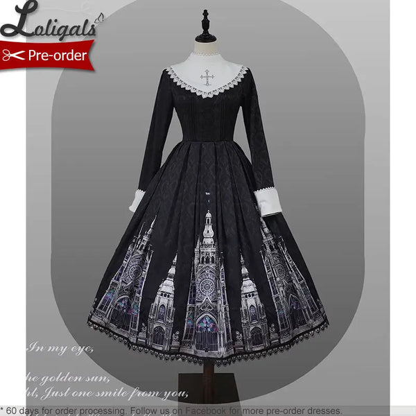 Pre-order Gothic Lolita OP Dress Long Party Dress by Alice Girl ~ Cross & Church