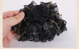 Lolita Gothic Headpiece Cross Rose Bow Hairpin Mini Flat Hat Hair Accessories Double Ponytail Hair Clips