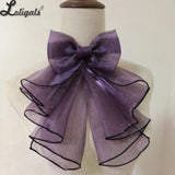 Sweet Lolita Jabot Collar Elegant Bow Tie Ruffled Detachable Cosplay Collar for Halloween