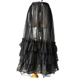 Dotted Lolita Waist Curtain Sheer Mesh Cover Up Skirt