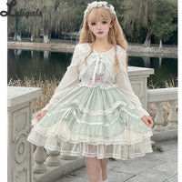 Sweet Lolita JSK Dress Embroidered Midi Casual Chiffon Dress ~  Cool Summer Dance