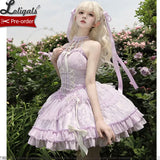 Pre-order Sweet Halter Neck Lolita JSK Dress Purple Corset Mini Party Dress by Alice Girl ~ The Cross