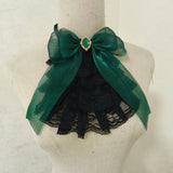 Victorian Lace Jabot Gothic Ruffled Bow Tie Detachable Collar