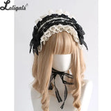 Sweet Maid Headband Black and Beige Elegant Classical KC Hair Accessories Doll Style Headband Top Hat ~ Seventh Night Chapter