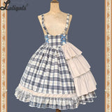 Sweet Checkered Lolita High Waist Skirt / Sailor Collar Cape for Women ~ The Summer Dawn by Infanta