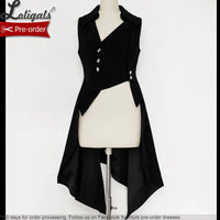 Ouji Lolita Outfit Retro Lolita Medieval Little Prince Irregular Long Vest / Shorts by Princess Chronicles ~ The Shadow
