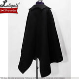 Gothic Lolita Cape Retro Medieval Prince Black Poncho Coat Pointed Lapel Collar ~ Reverse Luo Lan by Princess Chronicles
