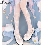 Sweet Wedding Tights Sheer Rose Pattern Lolita Pantyhose for Women by Yidhra ~ Nightingale & Rose