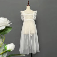 Sweet Lolita Apron Sheer Mesh Cover-up Sleeveless Dress