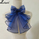 Sweet Lolita Jabot Collar Elegant Bow Tie Ruffled Detachable Cosplay Collar for Halloween