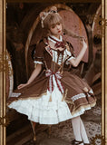 Steampunk Costume Vintage Short Sleeve Lolita Dress Asymmetrical Dresses Bear Detective by Ocelot