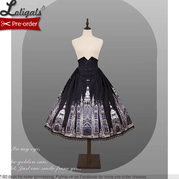 Pre-order Gothic Lolita Skirt Long Printed A-line Skirt by