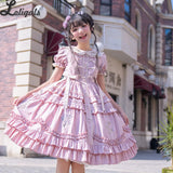 Sweet Lolita OP Dress Country Style Short Sleeve Casual Summer Dress ~ Blooming Irises