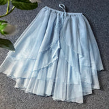 Double Layered Waist Curtain Sheer Asymmetrical Mesh Cover up Skirt