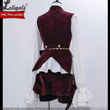 Vintage Red Ouji Lolita Gothic Hooded Rabbit Ear Cape / Short Pants / Vest by Princess Chronicles ~ Rabbit Run