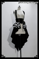 Ouji Lolita Outfit High Low Waist Cincher / Long Sleeve White Shirt / Striped Shorts / Bow Train ~ Rabbit Theater Corset Costume