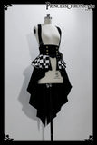 Ouji Lolita Outfit High Low Waist Cincher / Long Sleeve White Shirt / Striped Shorts / Bow Train ~ Rabbit Theater Corset Costume