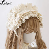 Lolita Headgear Doll Style Ruffled Bow Headband KC Gothic Hair Accessories