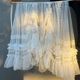 Lolita Drawstring Mesh Skirt Sheer Cover-up Waist Curtain