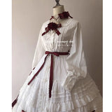 Rose Girl ~ Classic Lolita White Skirt / Long Sleeve Blouse by Dawn and Morning Dew